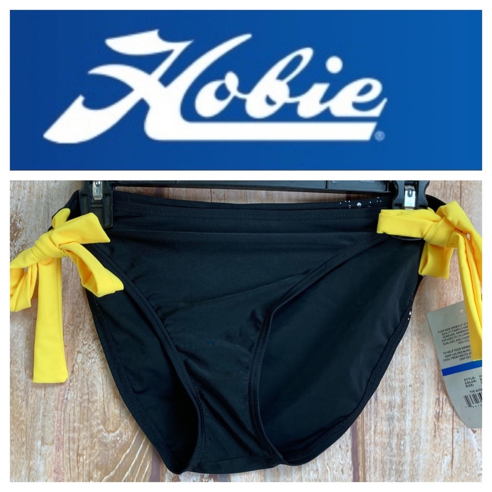 ➡️NWT Hobie Black with Yellow Ties Bikini Bottom Size XL